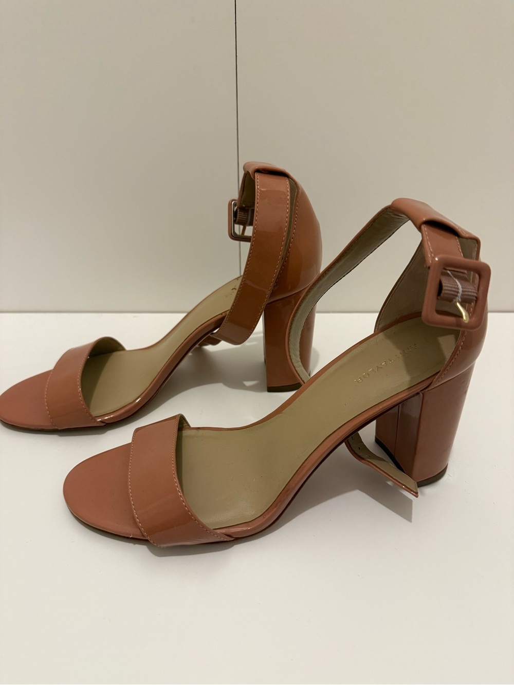 Ann Taylor Patent Leather Block Heel Sandals in Dusty Rose - Picture 3 of 11